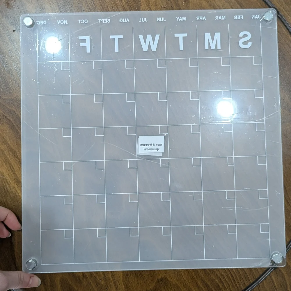 Clear Acrylic Wall Calendar With Dry Erase Markers And Magnet Covers
